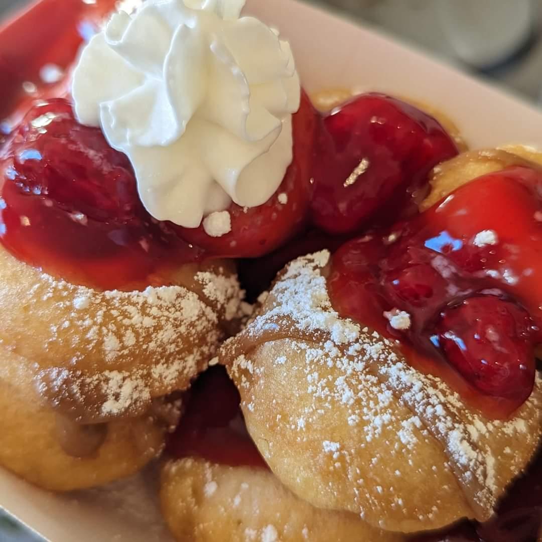 Donuts with cherry pie toppings